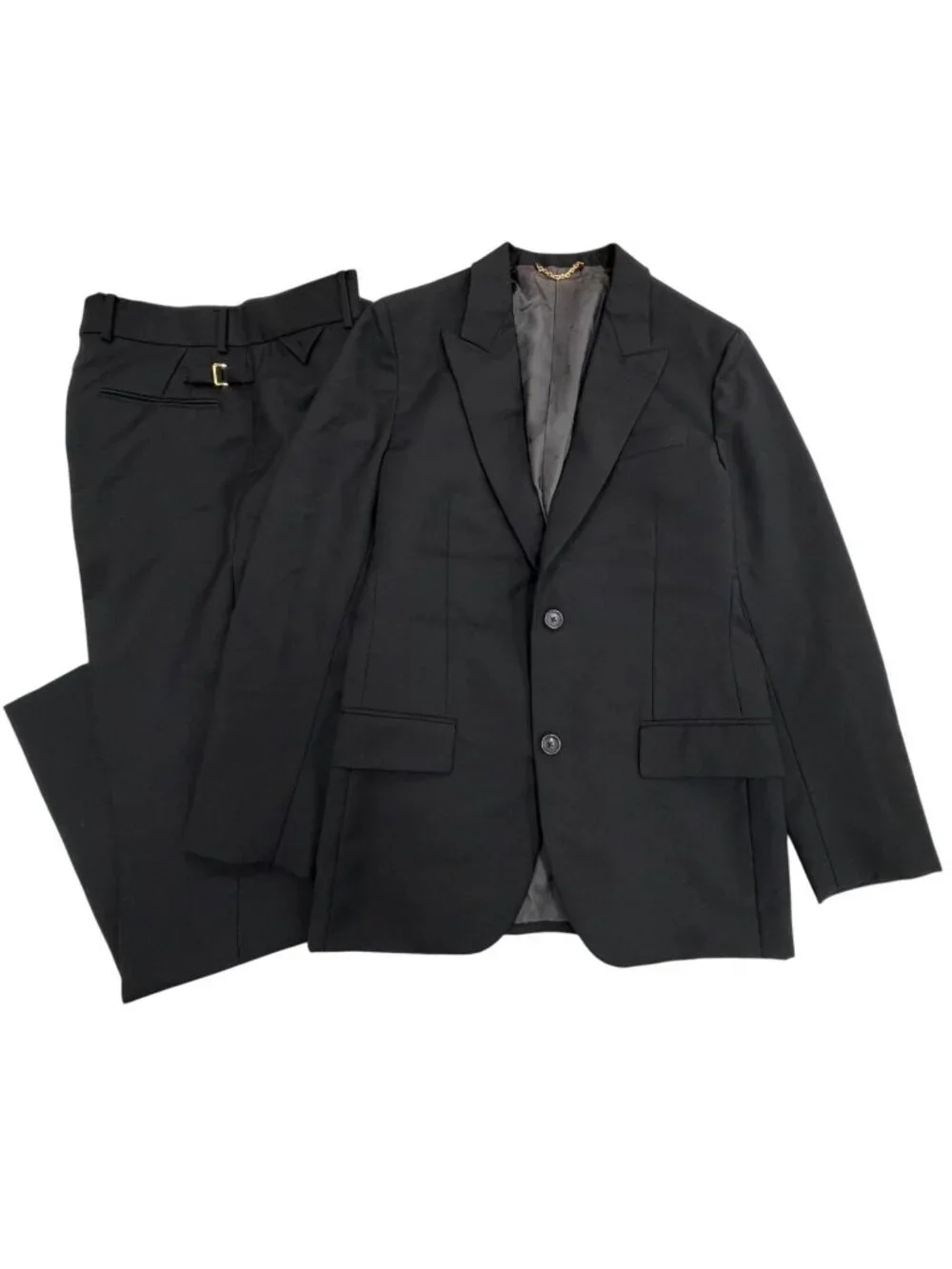 Louis Vuitton Tailor Made Wool Mohair Logo Input Button Single Suit Black 46